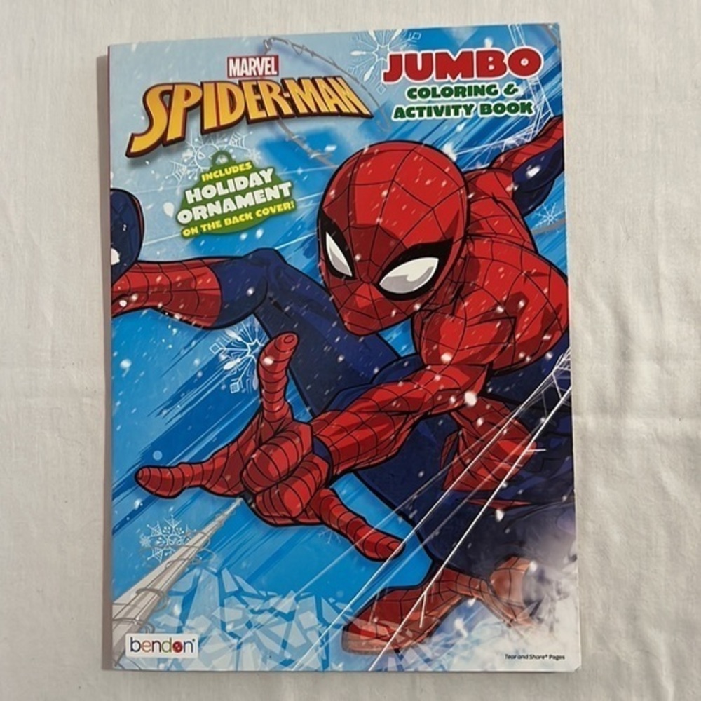 Marvel Spiderman Jumbo Coloring & Activity Book with Free Ornament  New